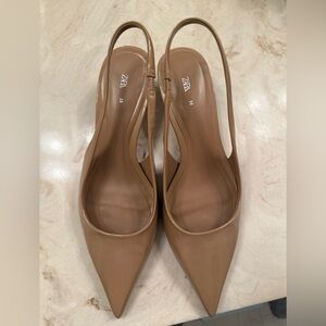 Zara Tan Slingback Heels for Women